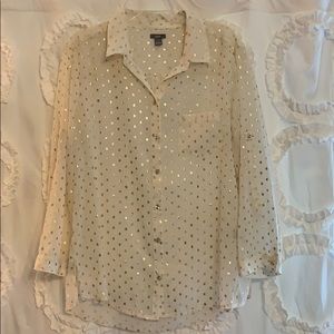 Aerie Gold polka dot blouse